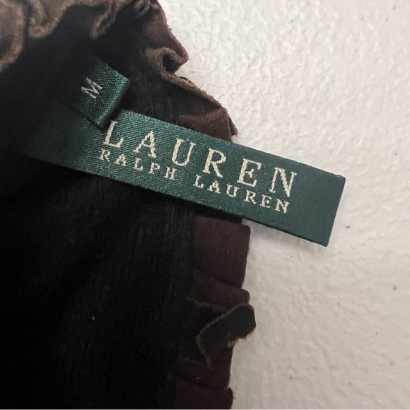 Lauren Ralph Lauren Leather Gloves Size Medium Brown Suede - Picture 9 of 10